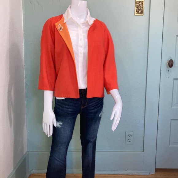 Jones New York Coral Jacket M with Vintage Pin - Picture 2 of 5